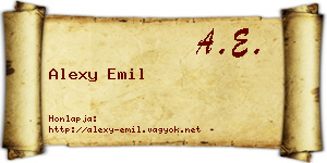 Alexy Emil névjegykártya
